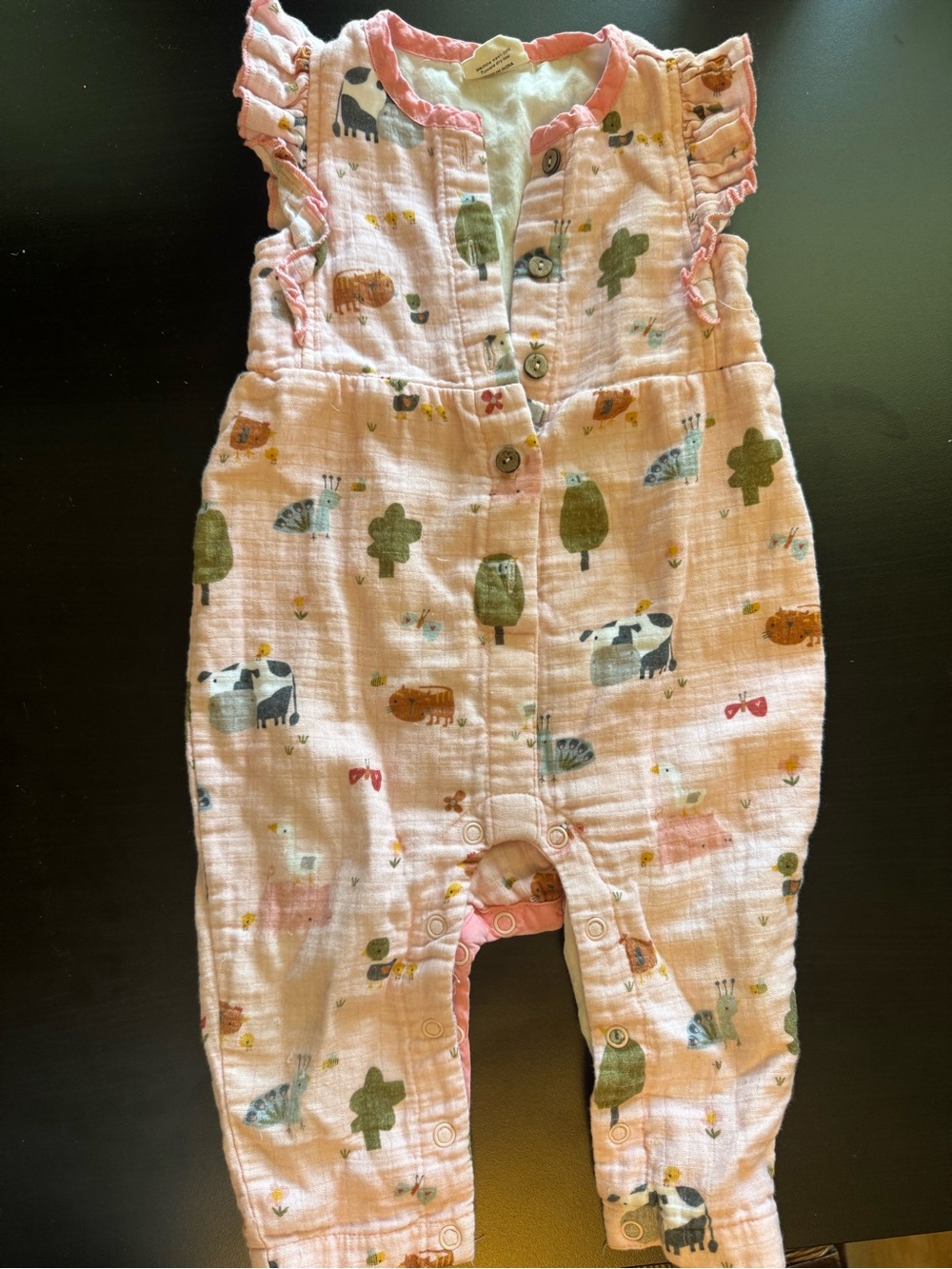 Viverano pink Farm Animal Ruffle Romper 12-18M